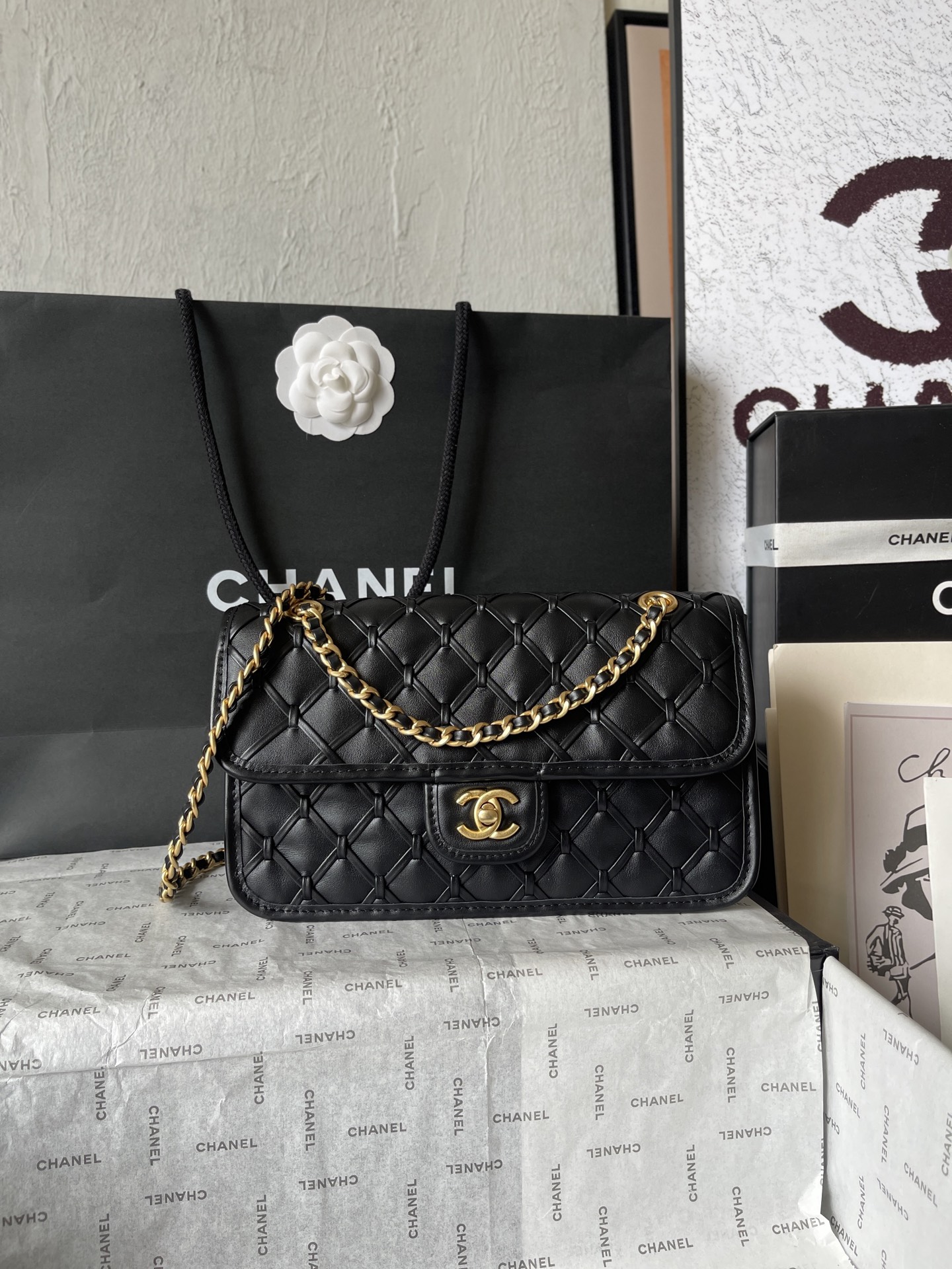 CHANEL A貨立體菱格鏈條包 黑色復古小香風肩背包｜歐美奢侈品精品推薦