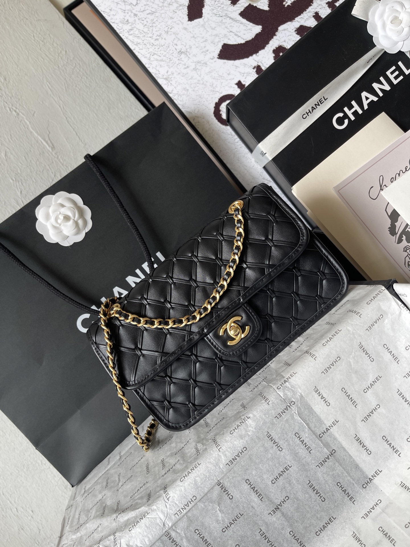 CHANEL A貨立體菱格鏈條包 黑色復古小香風肩背包｜歐美奢侈品精品推薦