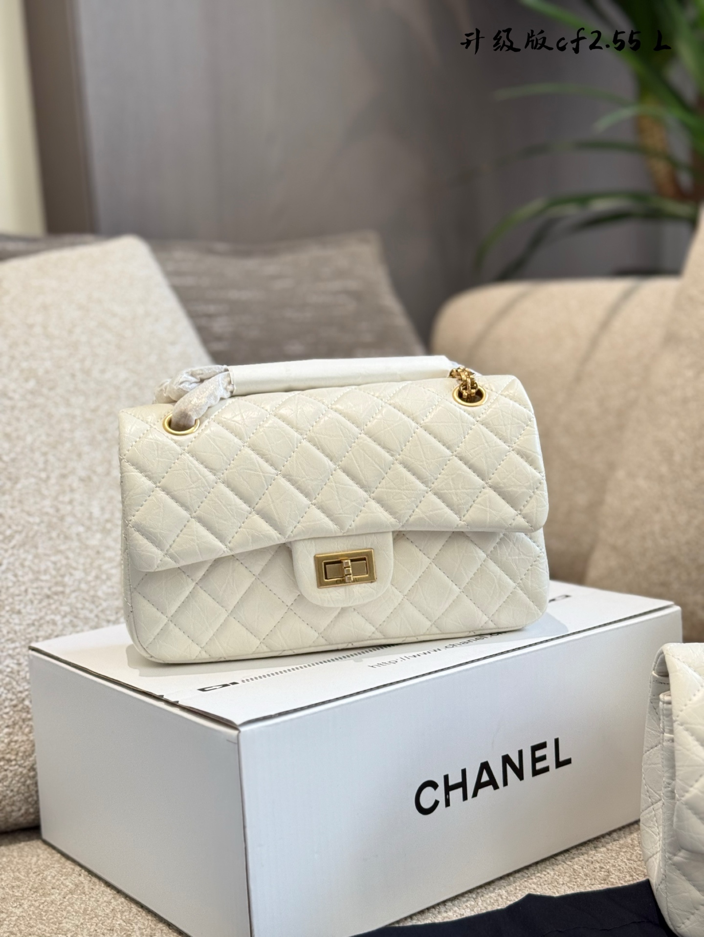 Chanel 高仿白色羊皮 2.55 升級款菱格鏈條包｜歐美奢侈品精品推薦