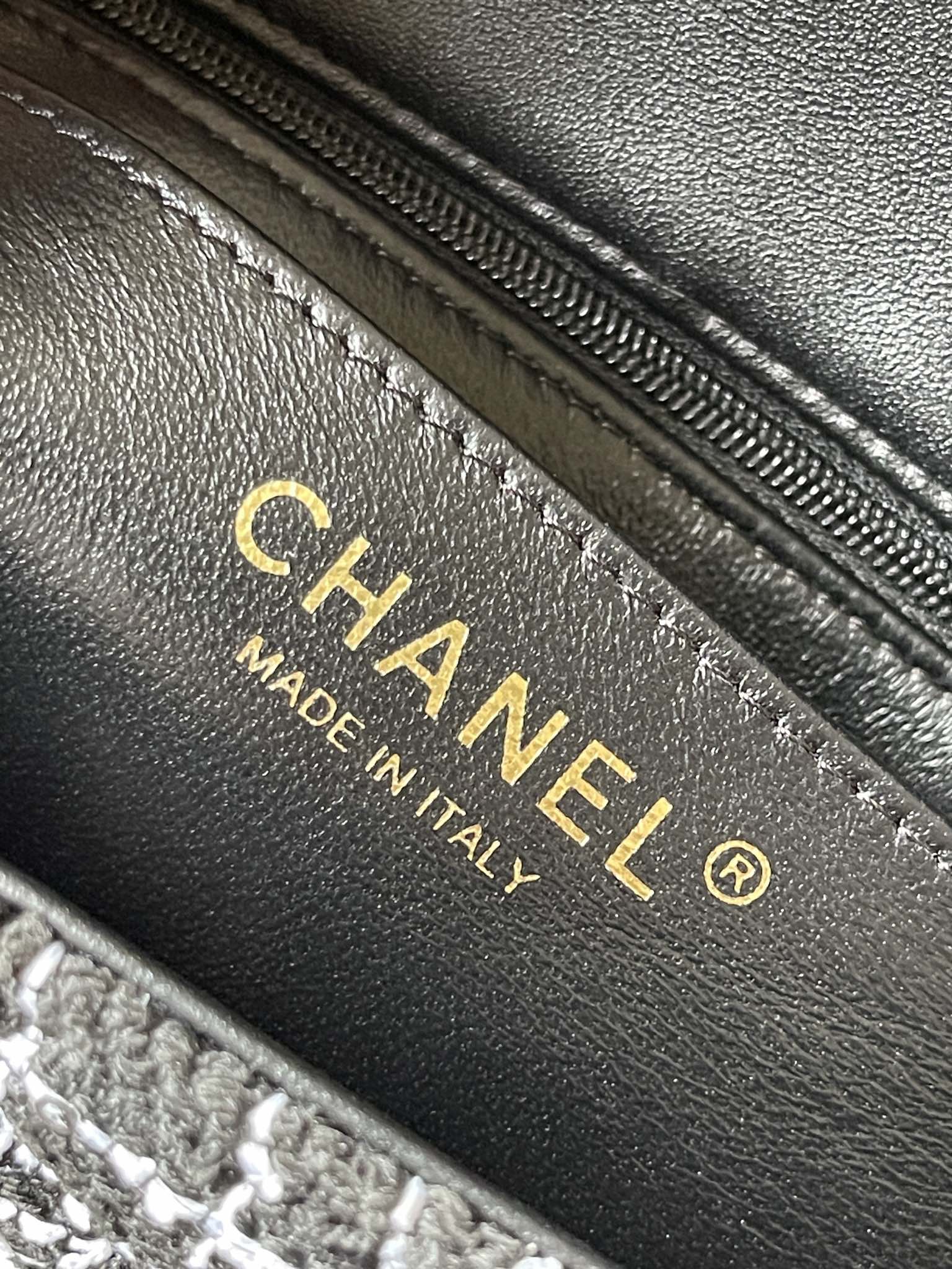 Chanel 高仿黑白格紋花呢手提鏈條包｜歐美奢侈品精品推薦