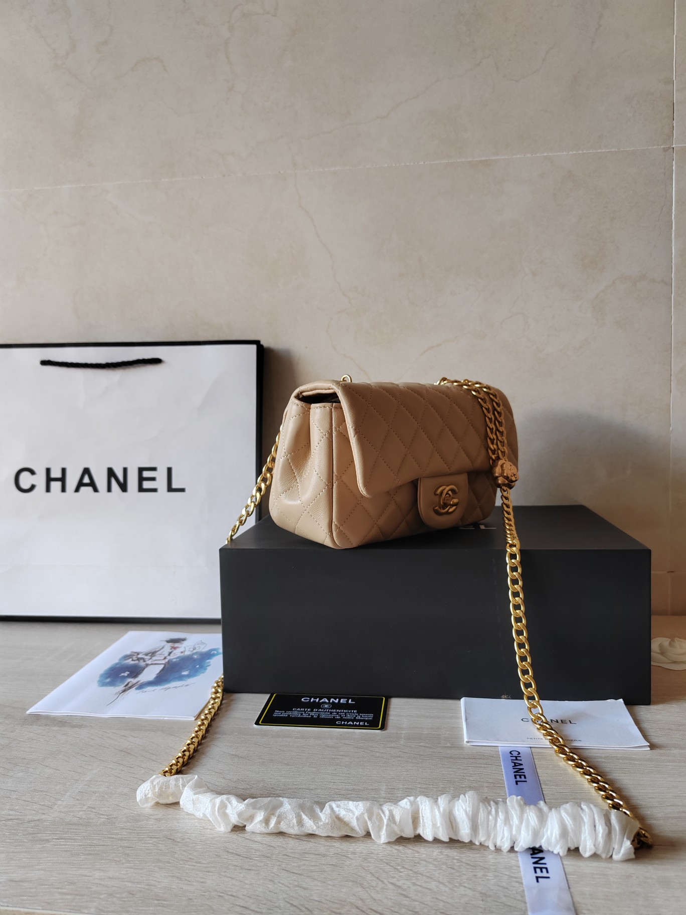 CHANEL 高仿香檳米色菱格鏈條單肩包 經典雙C復古氣質款｜歐美奢侈品精品推薦