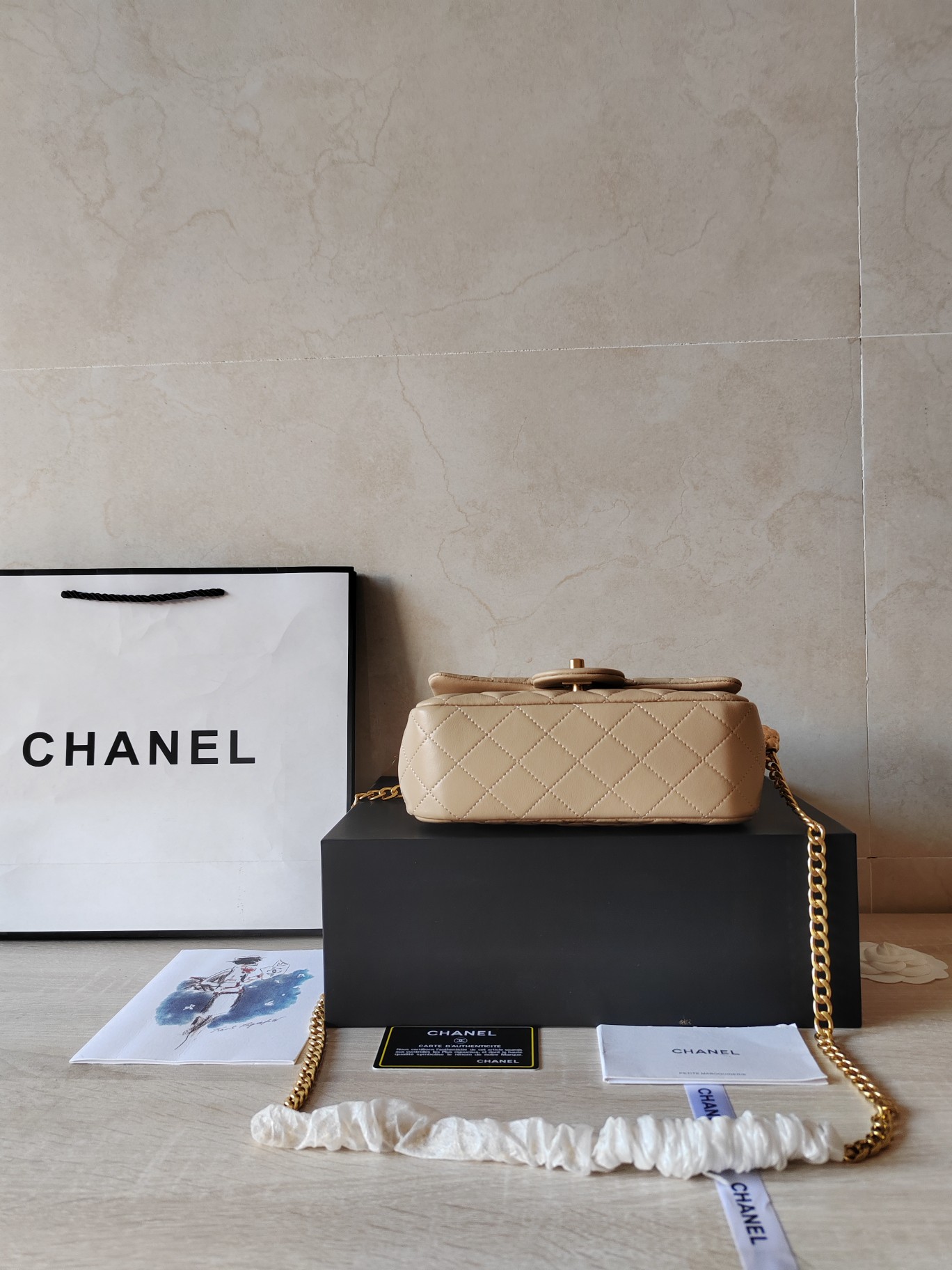 CHANEL 高仿香檳米色菱格鏈條單肩包 經典雙C復古氣質款｜歐美奢侈品精品推薦