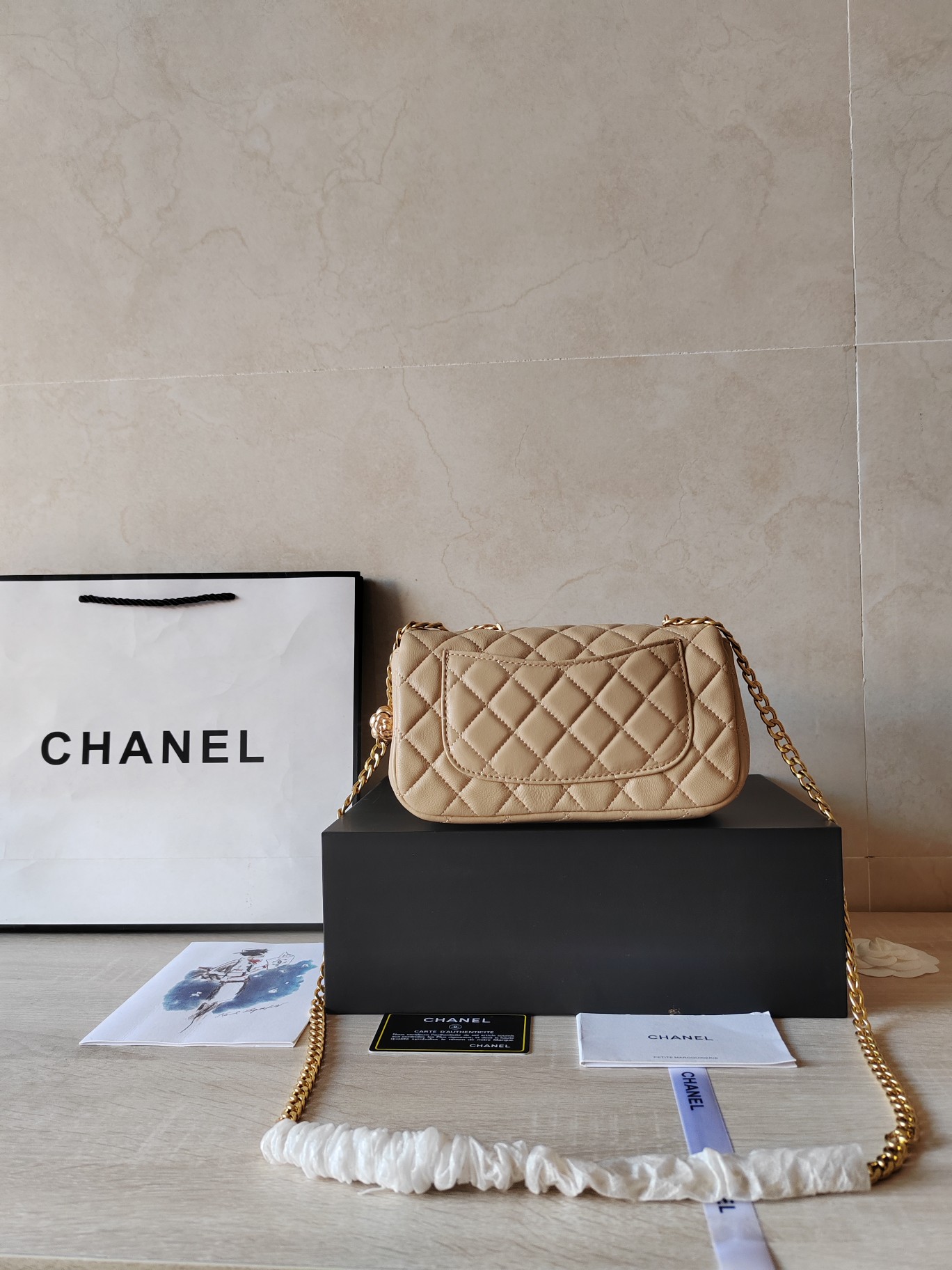 CHANEL 高仿香檳米色菱格鏈條單肩包 經典雙C復古氣質款｜歐美奢侈品精品推薦