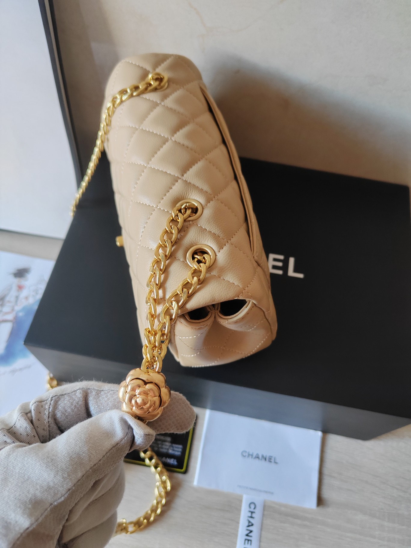 CHANEL 高仿香檳米色菱格鏈條單肩包 經典雙C復古氣質款｜歐美奢侈品精品推薦