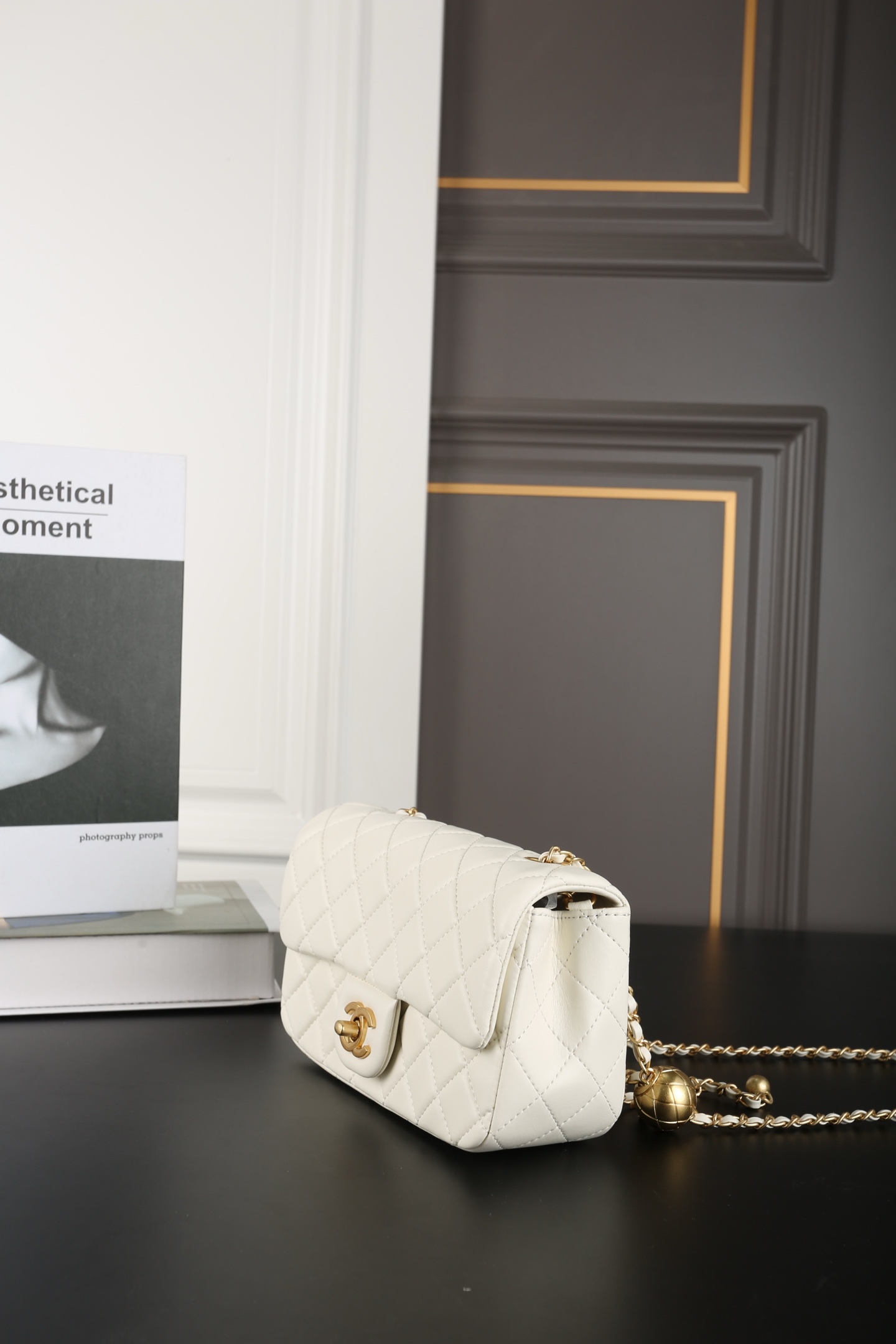 CHANEL 精品仿製CF小金球鏈條包 白色菱格迷你款斜背包｜歐美奢侈品精品推薦
