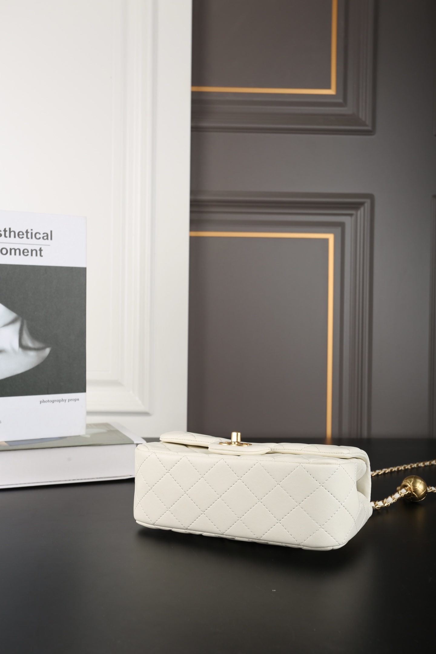 CHANEL 精品仿製CF小金球鏈條包 白色菱格迷你款斜背包｜歐美奢侈品精品推薦