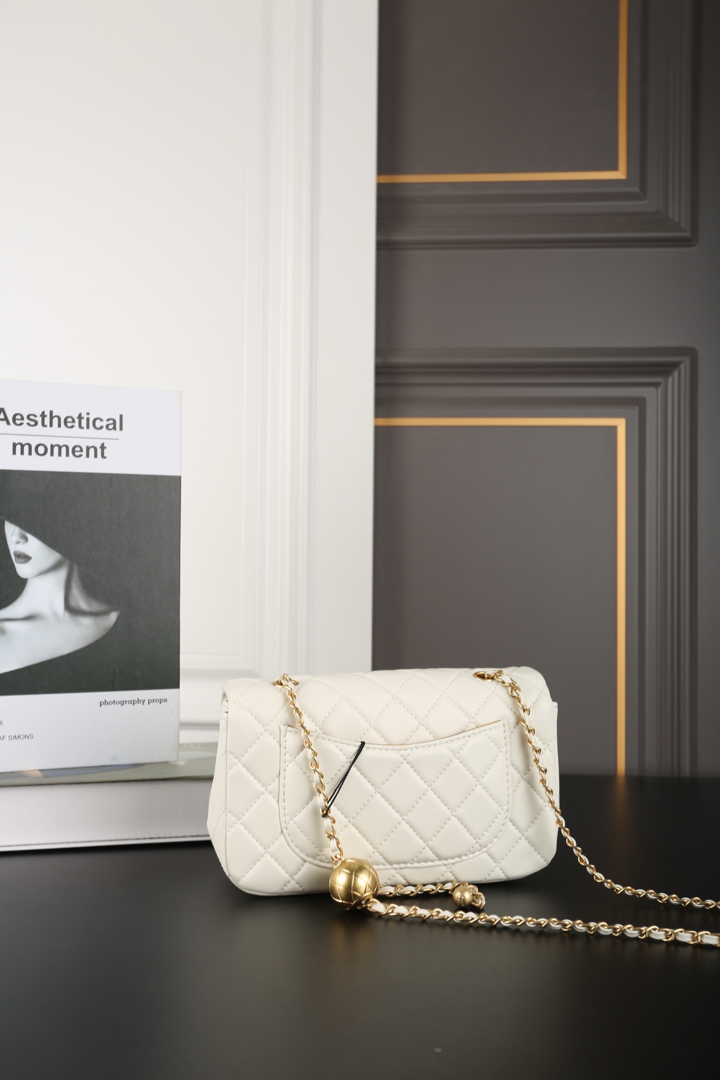 CHANEL 精品仿製CF小金球鏈條包 白色菱格迷你款斜背包｜歐美奢侈品精品推薦