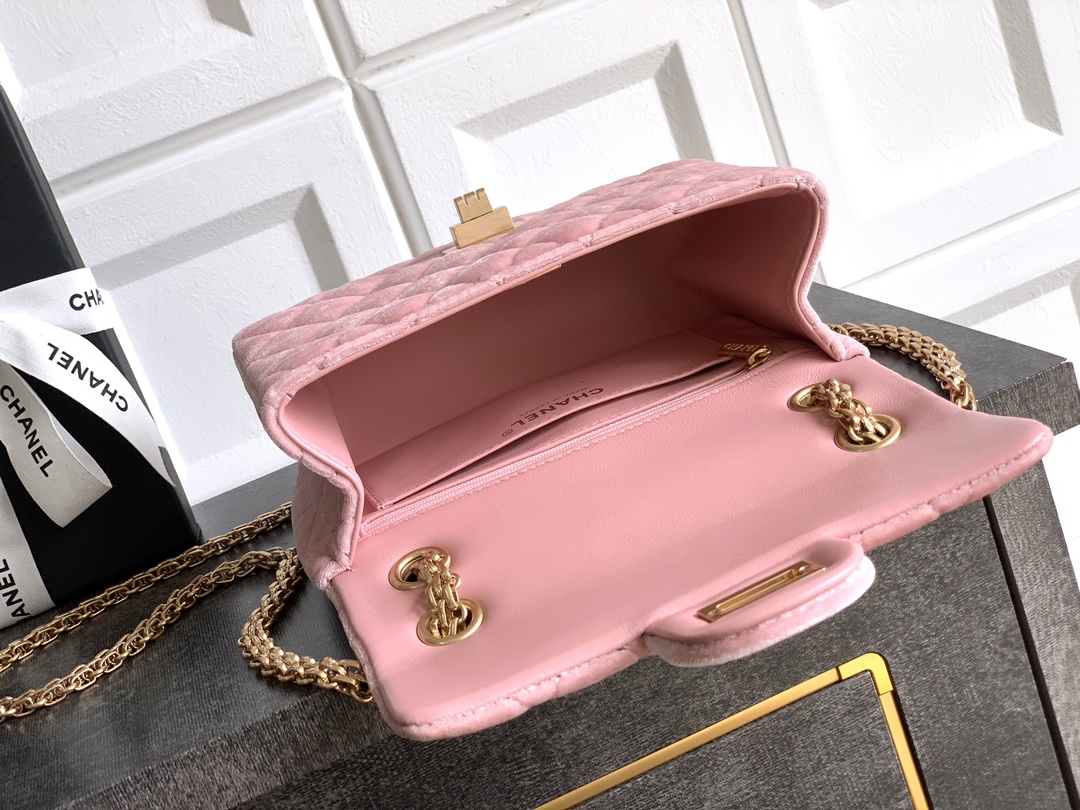 CHANEL 原單 粉色天鵝絨復古菱格鏈條包 甜美優雅款｜歐美奢侈品精品推薦