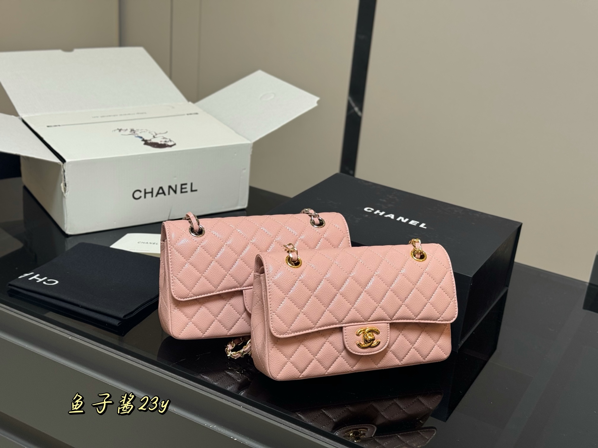 CHANEL 精品仿製粉色魚子醬皮鏈條包 經典質感款｜歐美奢侈品精品推薦
