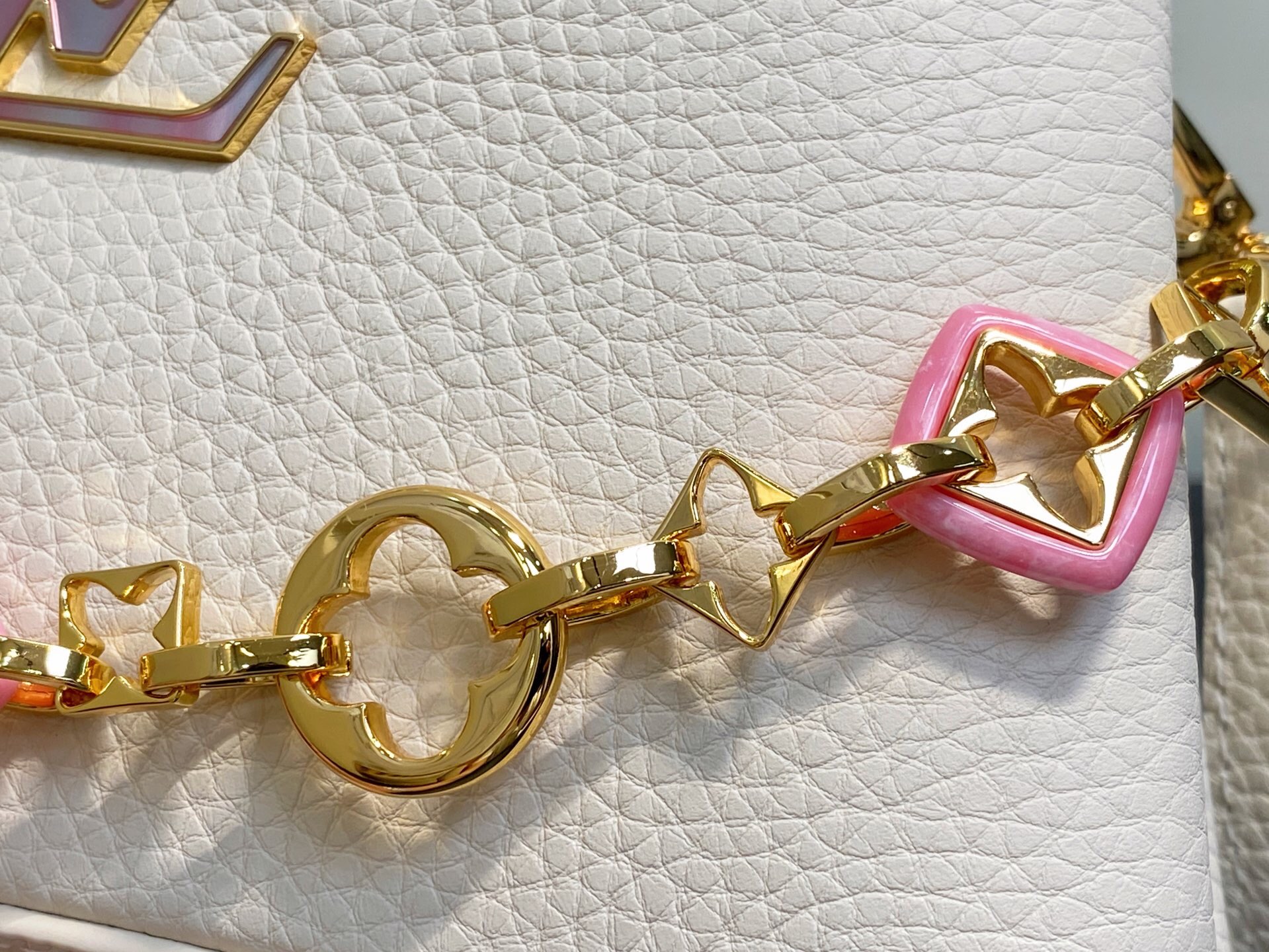 LV精品仿製M14393 Capucines白色女款鏈條手提包優雅時尚設計｜歐美奢侈品精品推薦