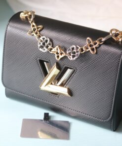 LV高仿Twist 50391黑色Epi壓紋女款肩背包精品鏈條設計