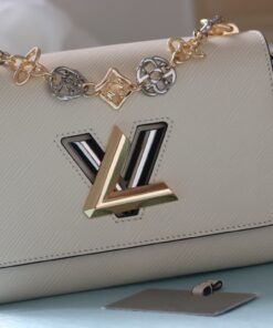 LV A貨Twist 22774白色Epi壓紋女款肩背包精品鏈條設計