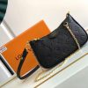 LV 高仿黑色壓花鏈條腋下包 經典百搭小巧設計｜歐美奢侈品精品推薦