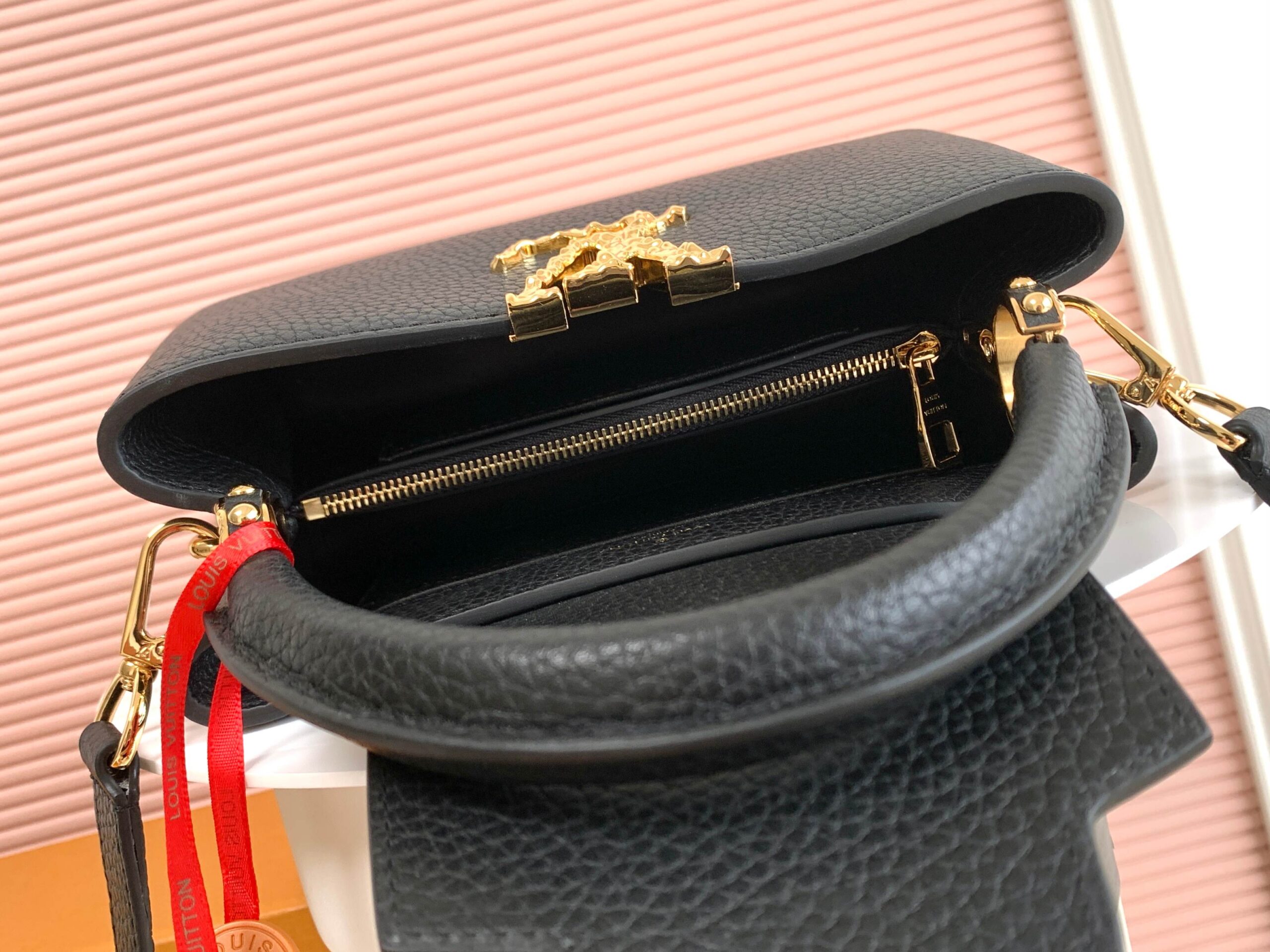 LV原單女士手提包黑色金扣晶鑽Logo精品百搭款｜歐美奢侈品精品推薦