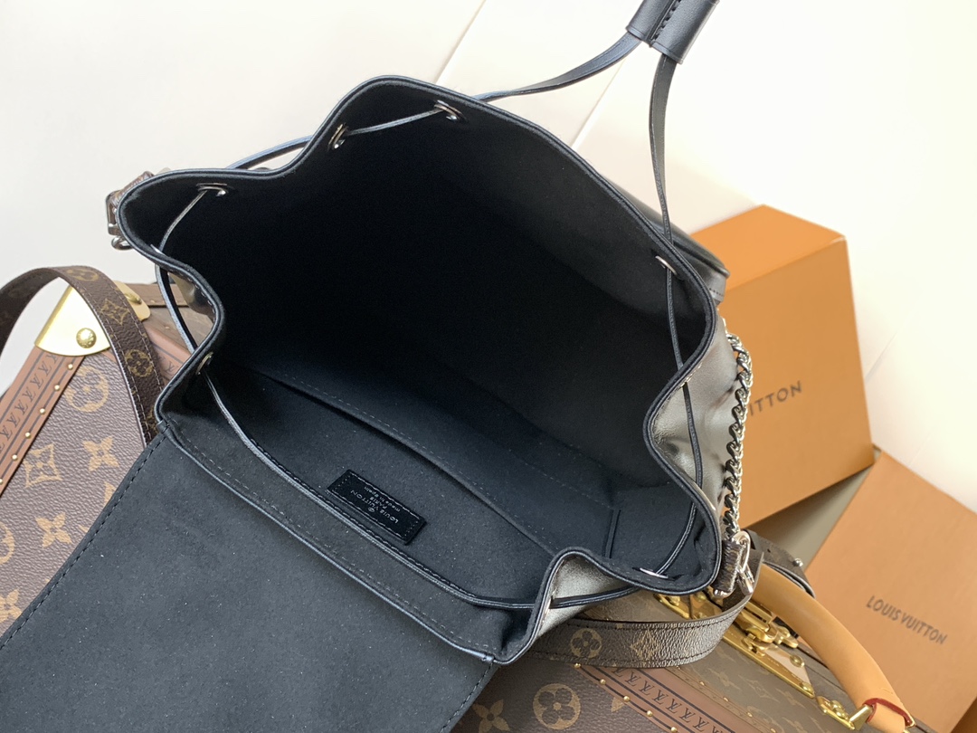 LV高仿女士後背包黑色皮革Monogram鏈條時尚百搭款｜歐美奢侈品精品推薦