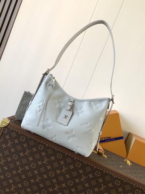 LV 精品仿製 Monogram 壓紋灰白色肩背包 時尚百搭款