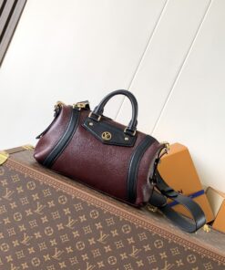 LV A貨 酒紅拼色波士頓包 復古典雅 日常百搭