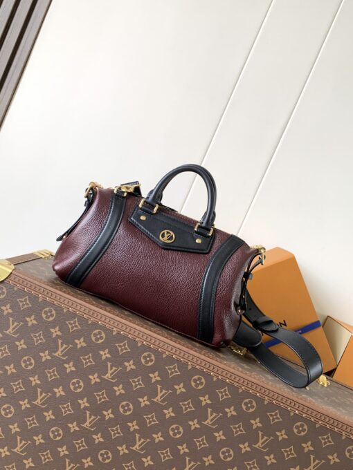 LV A貨 酒紅拼色波士頓包 復古典雅 日常百搭