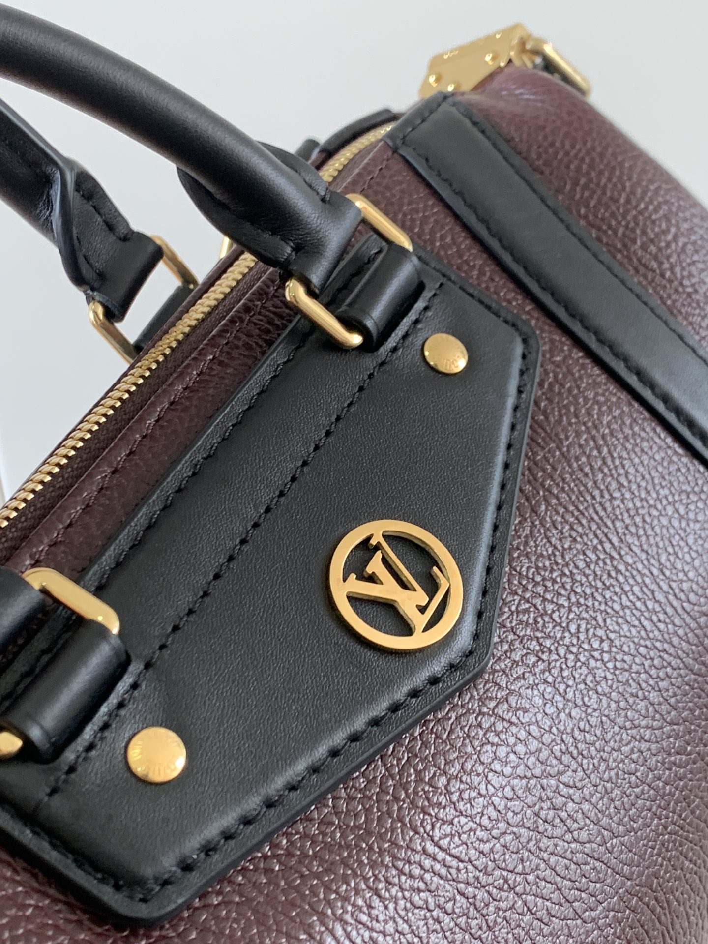 LV A貨 酒紅拼色波士頓包 復古典雅 日常百搭｜歐美奢侈品精品推薦