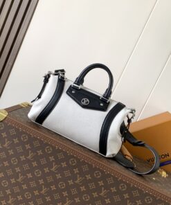 LV 精品仿製 黑白拼色波士頓包 時尚通勤 百搭款式