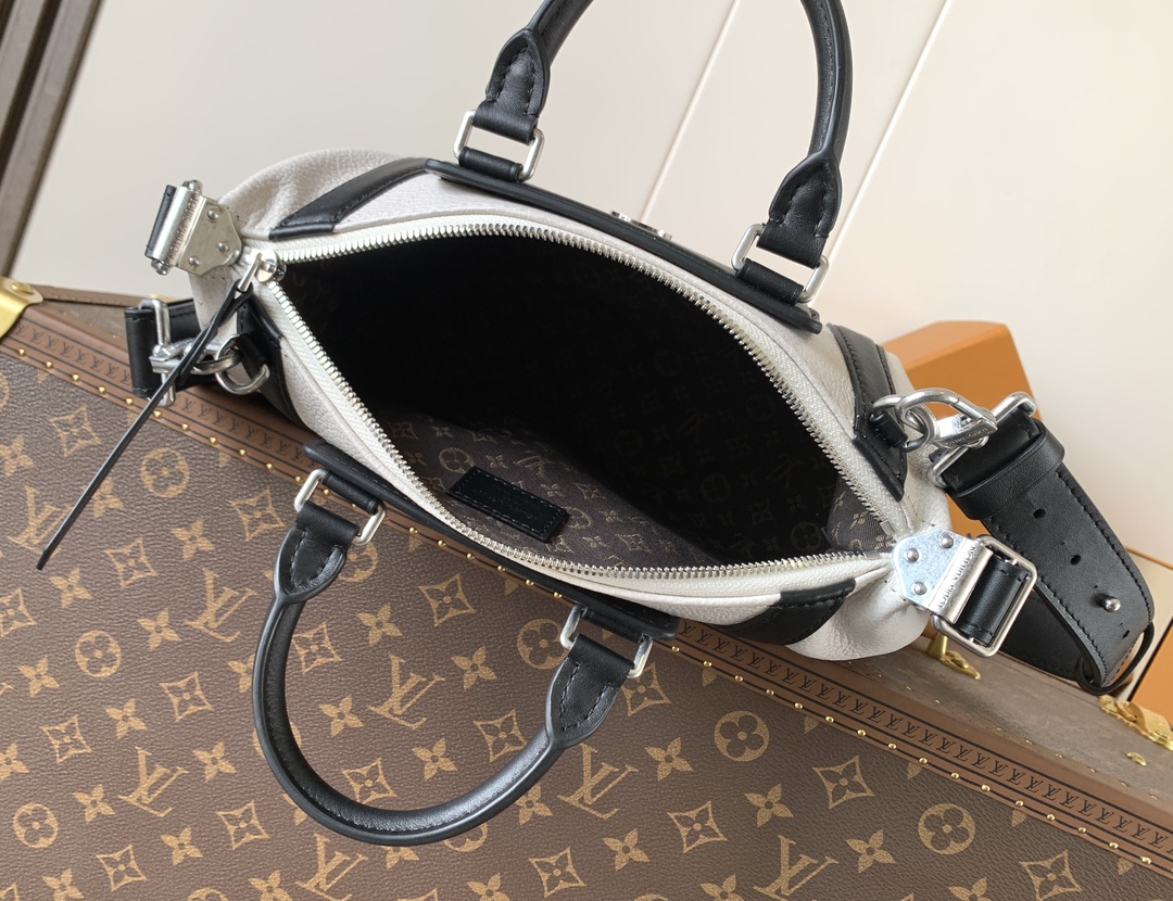 LV 精品仿製 黑白拼色波士頓包 時尚通勤 百搭款式｜歐美奢侈品精品推薦