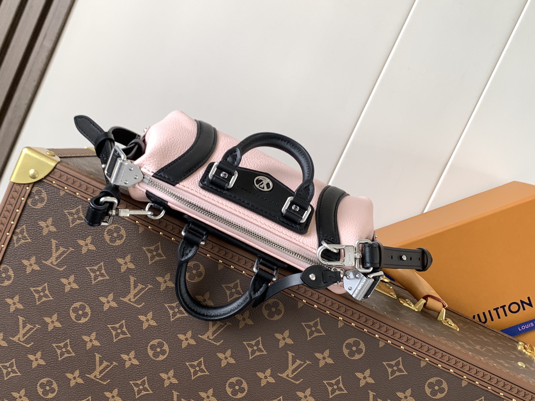 LV 一比一 粉色拼黑波士頓包 時尚小巧 百搭優雅｜歐美奢侈品精品推薦