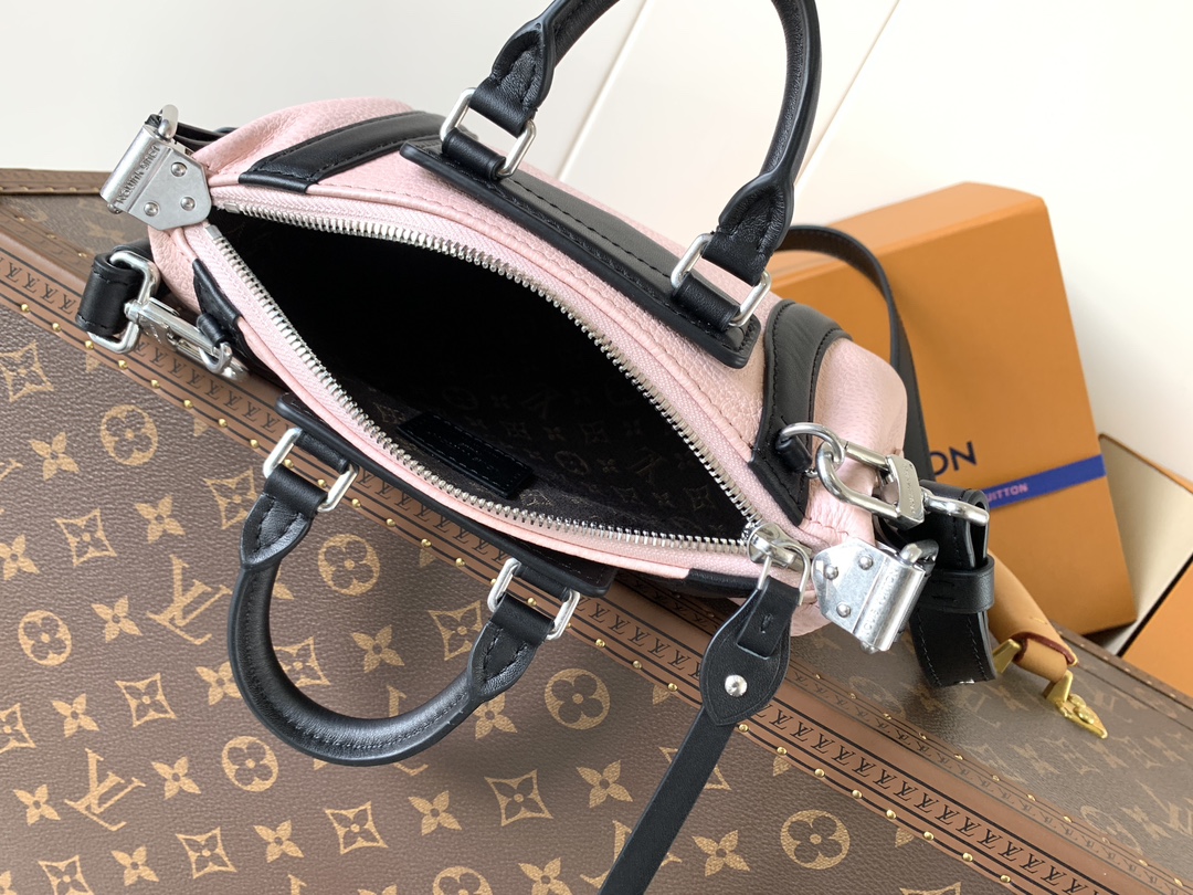 LV 一比一 粉色拼黑波士頓包 時尚小巧 百搭優雅｜歐美奢侈品精品推薦