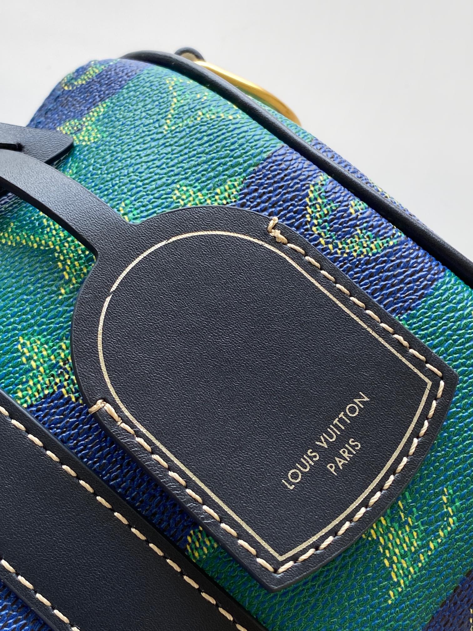 LV A貨 綠藍撞色波士頓包 條紋肩帶 年輕百搭｜歐美奢侈品精品推薦