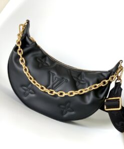 LV 精品仿製 黑色半月包 金屬鏈條 高級百搭款