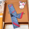 LV 高仿絲巾Twilly櫻桃丹寧印花百搭小方巾｜歐美奢侈品精品推薦