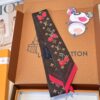 LV 高仿Twilly絲巾櫻桃印花深咖啡百搭小方巾｜歐美奢侈品精品推薦