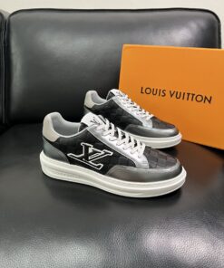 LV 高仿棋盤格黑灰男士運動鞋 潮流板鞋 百搭休閒款