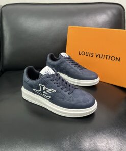 LV 高仿棋盤格藍色男士運動鞋 潮流休閒百搭板鞋