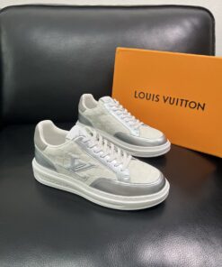 LV A貨棋盤格銀白運動鞋 男士休閒潮流板鞋