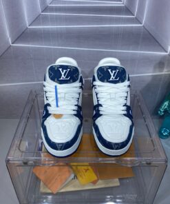 LV A貨男士運動鞋藍白拼接Monogram設計潮流球鞋