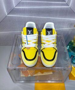 LV 精品仿製男士運動鞋亮黃黑拼色潮流設計