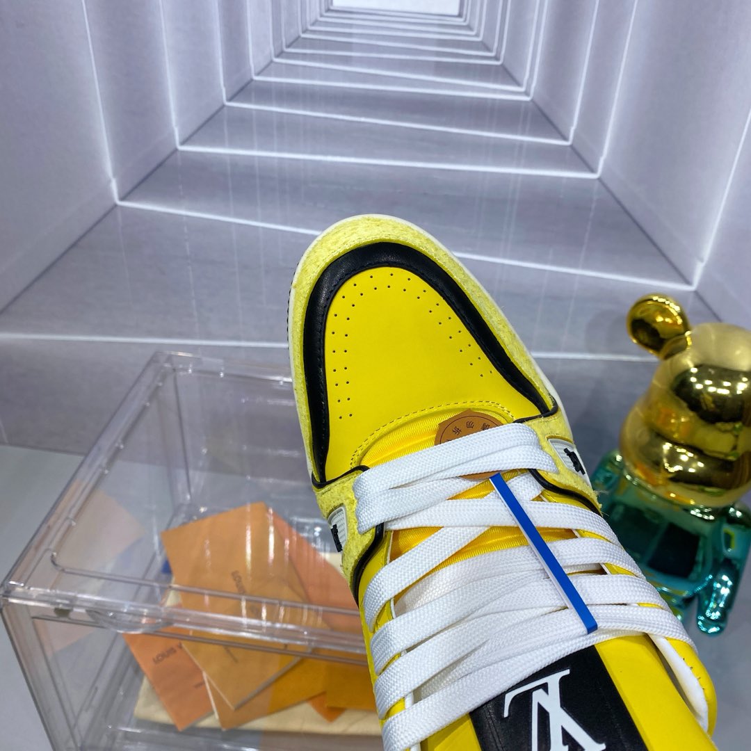 LV 精品仿製男士運動鞋亮黃黑拼色潮流設計｜歐美奢侈品精品推薦