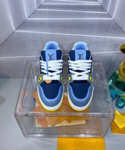 LV 高仿男士運動鞋藍黃拼色青春潮流百搭鞋款