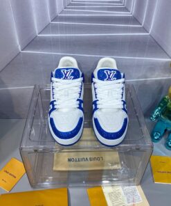 LV 一比一 Trainer 藍白運動鞋閃鑽潮流款