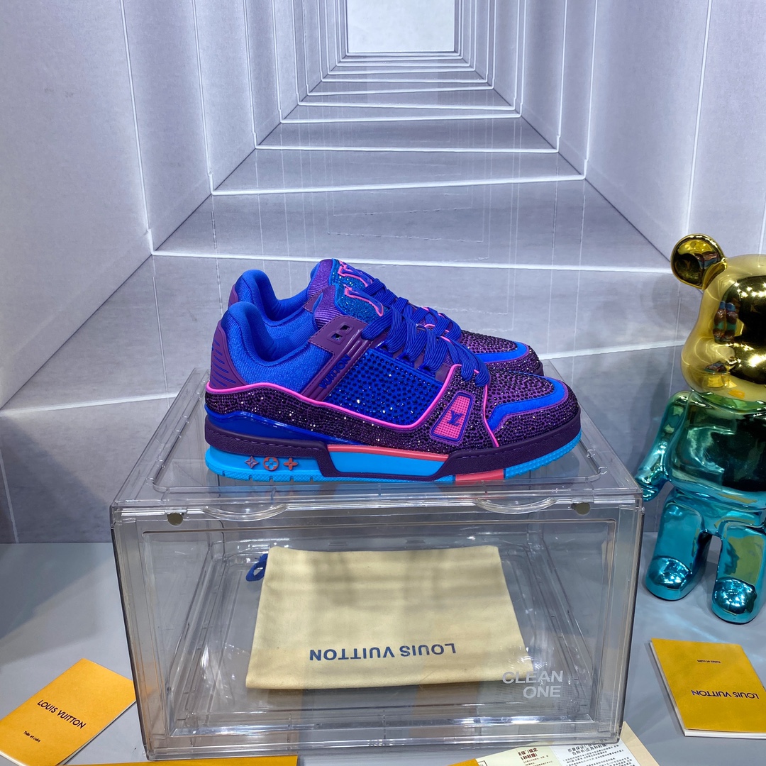 LV A貨 Trainer 紫藍粉撞色運動鞋潮流設計｜歐美奢侈品精品推薦