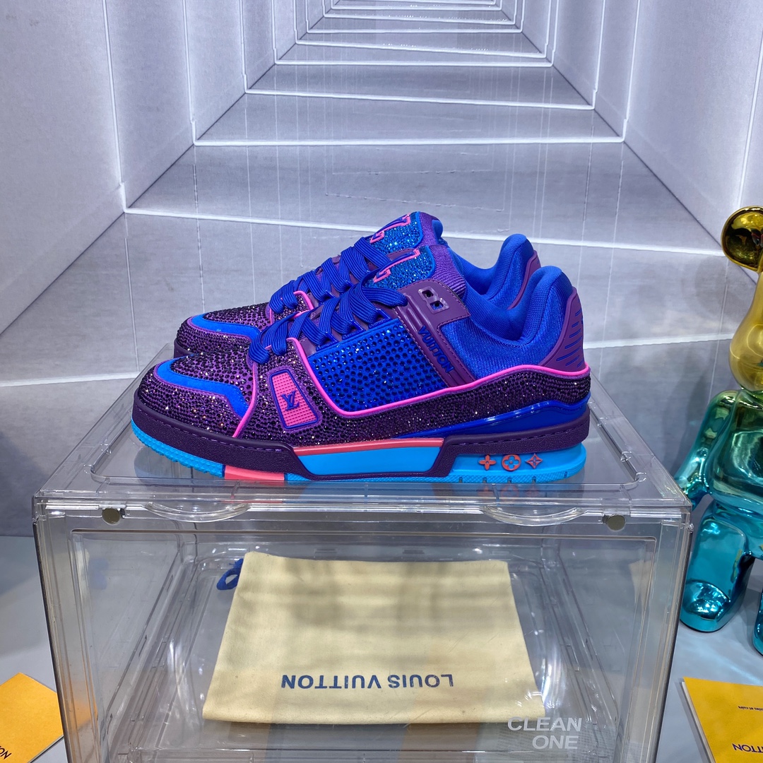 LV A貨 Trainer 紫藍粉撞色運動鞋潮流設計｜歐美奢侈品精品推薦