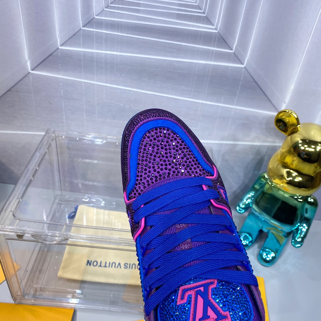 LV A貨 Trainer 紫藍粉撞色運動鞋潮流設計｜歐美奢侈品精品推薦