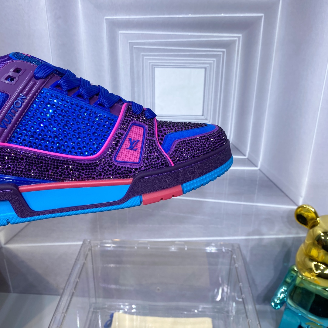 LV A貨 Trainer 紫藍粉撞色運動鞋潮流設計｜歐美奢侈品精品推薦