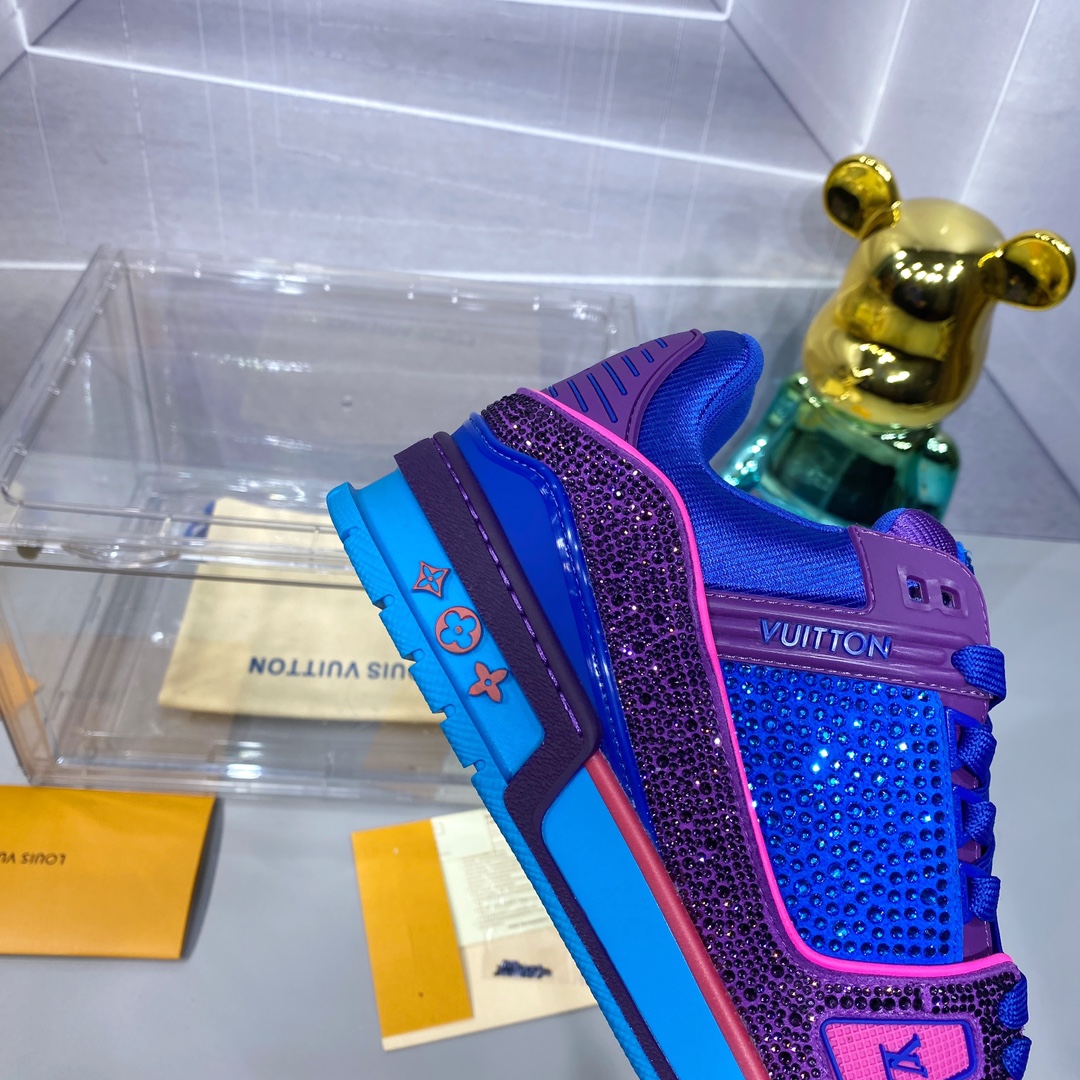 LV A貨 Trainer 紫藍粉撞色運動鞋潮流設計｜歐美奢侈品精品推薦