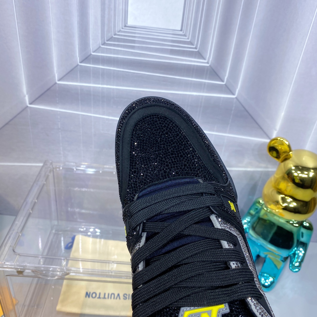 LV 高仿 Trainer 黑黃撞色滿鑽運動鞋｜歐美奢侈品精品推薦
