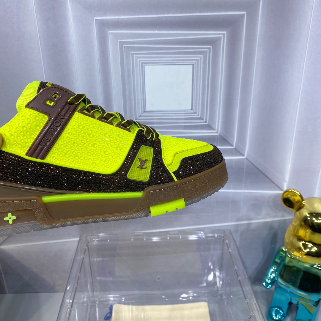 LV 一比一 Trainer 螢光黃滿鑽運動鞋｜歐美奢侈品精品推薦