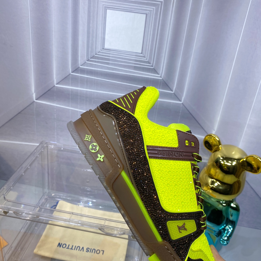 LV 一比一 Trainer 螢光黃滿鑽運動鞋｜歐美奢侈品精品推薦