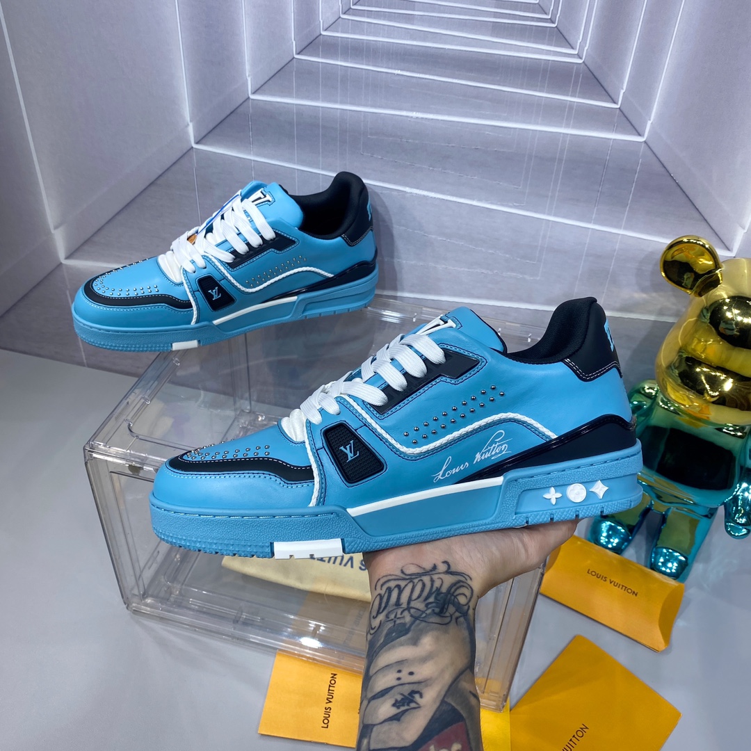 LV A貨 Trainer 天藍黑拼色運動鞋｜歐美奢侈品精品推薦