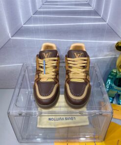 LV 精品仿製 Trainer 咖啡黃拼色運動鞋