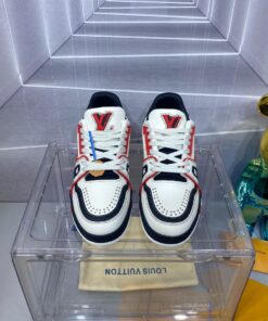 LV 高仿 Trainer 白黑紅拼色運動鞋 潮流百搭款